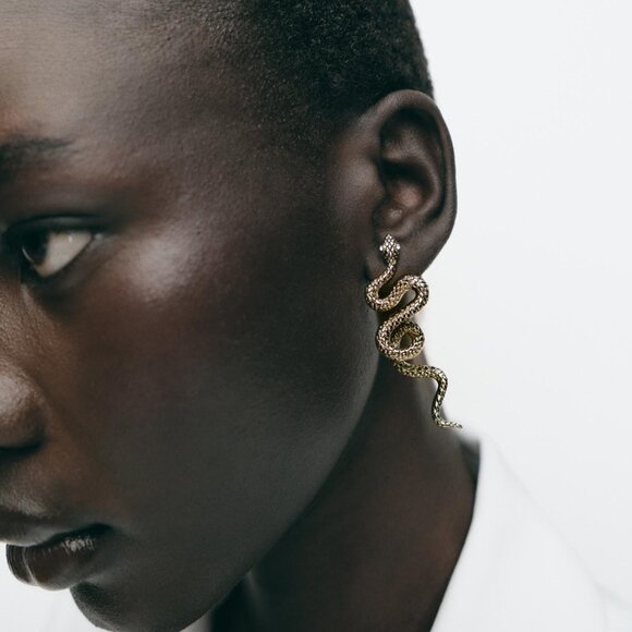 3/$35 Silver Tone Snake Dangle Drop Stud Earrings Statement Jewelry Serpent - Picture 7 of 7